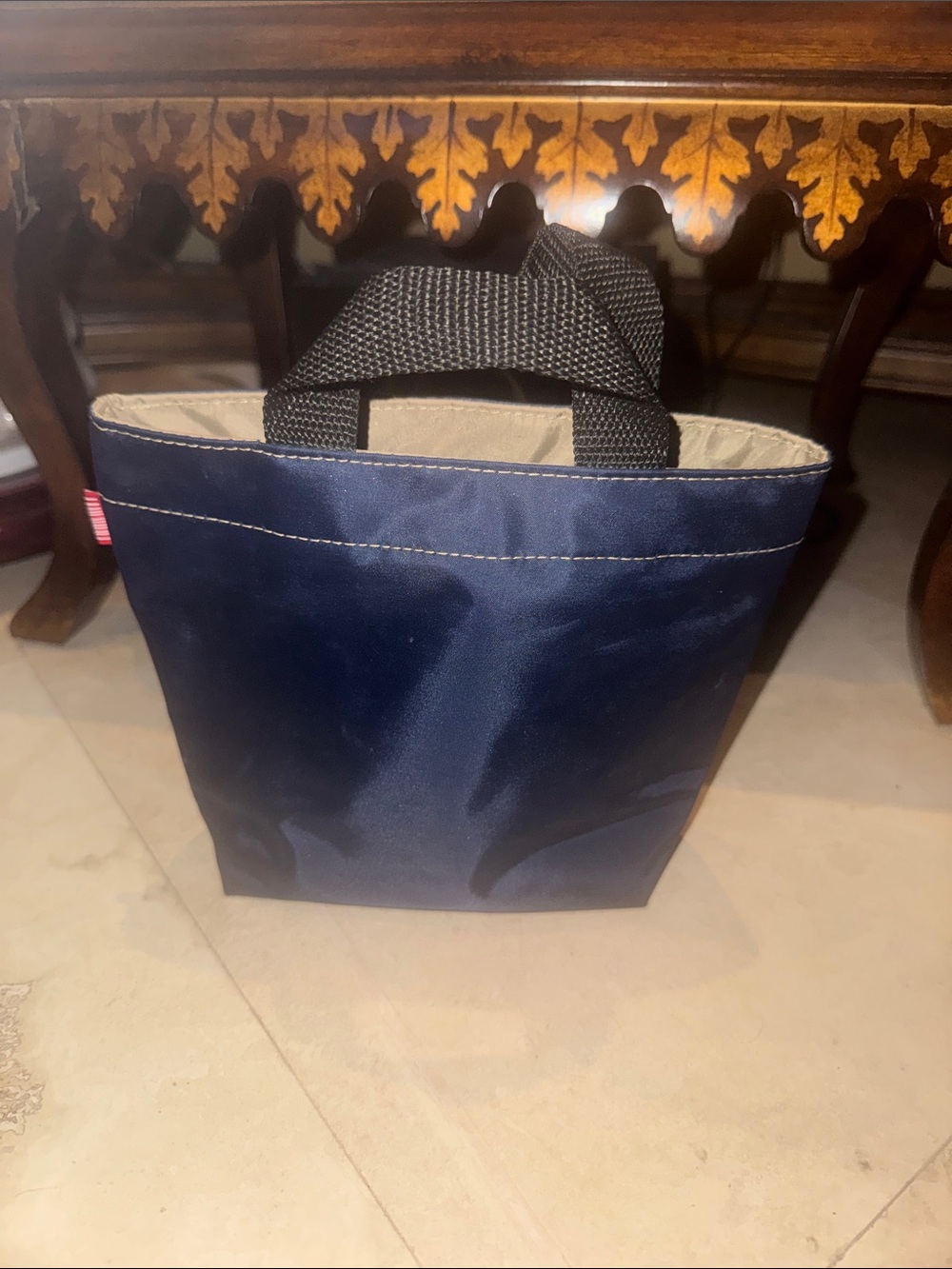 Laundry little Navy Blue Tote with Black Handles